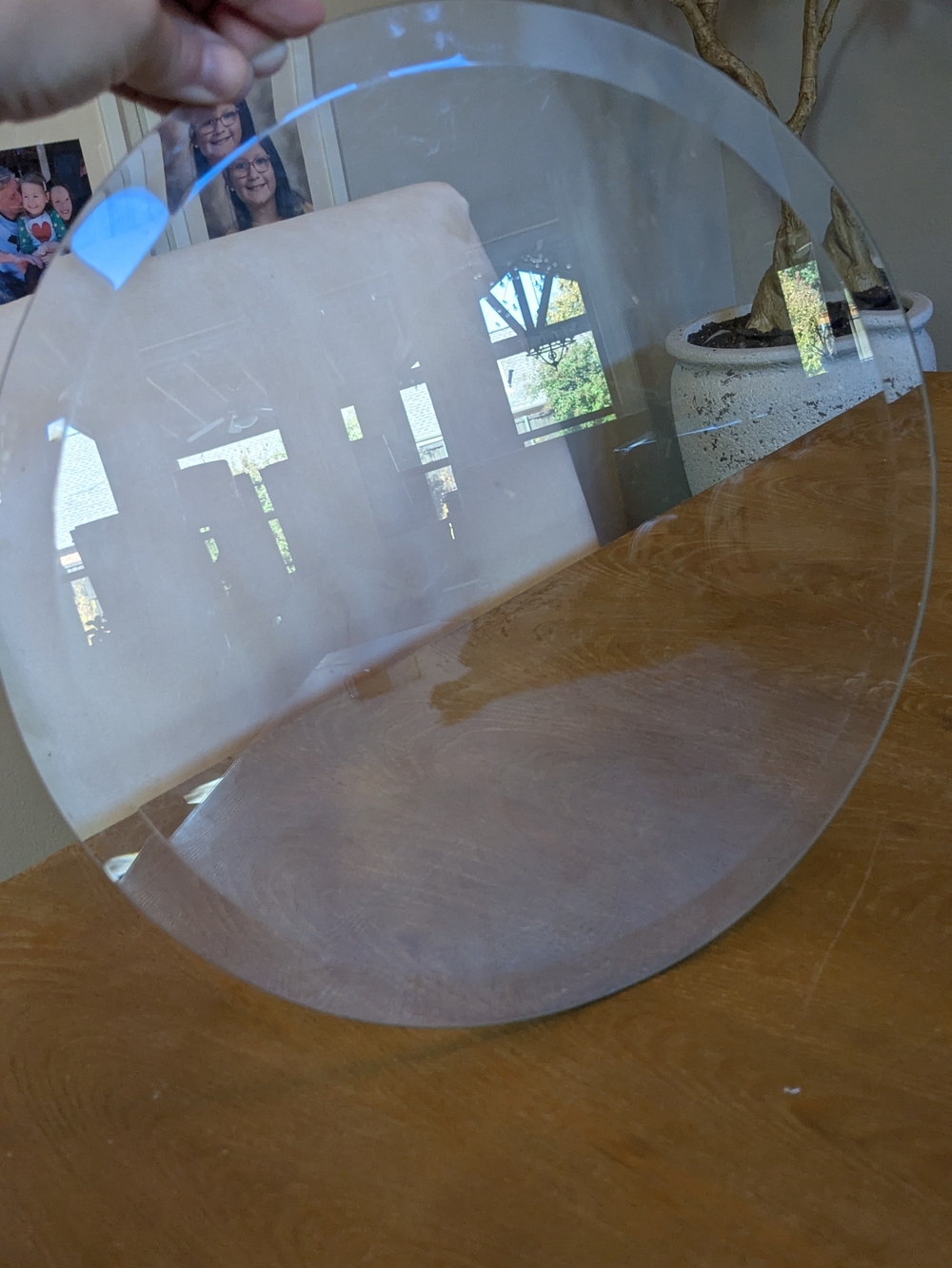 13-In wide round clear beveled edge glass